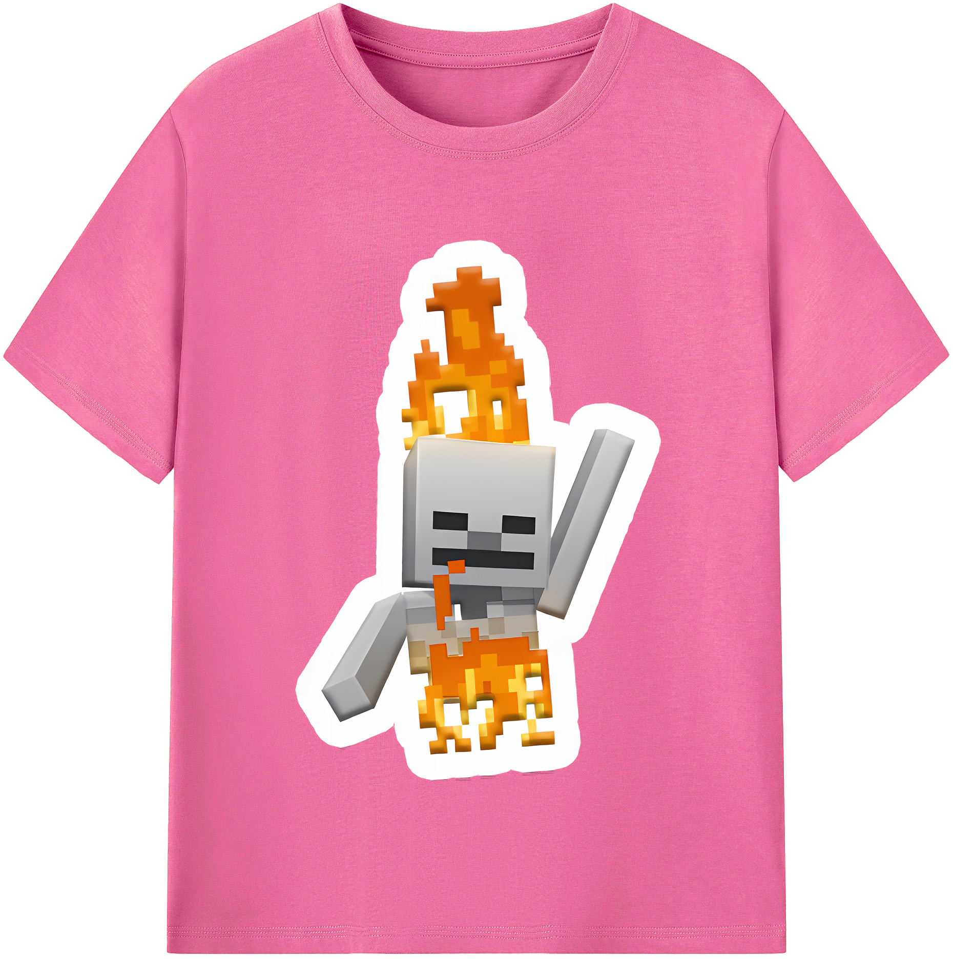 （画像用） マインクラフト ブロックの世界 Minecraft MC Block world レディースカジュアルプリントTシャツ（綿100％）